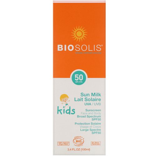Biosolis, Sun Milk, Kids Sunscreen, SPF 50, 3.4 fl oz (100 ml) فوائد