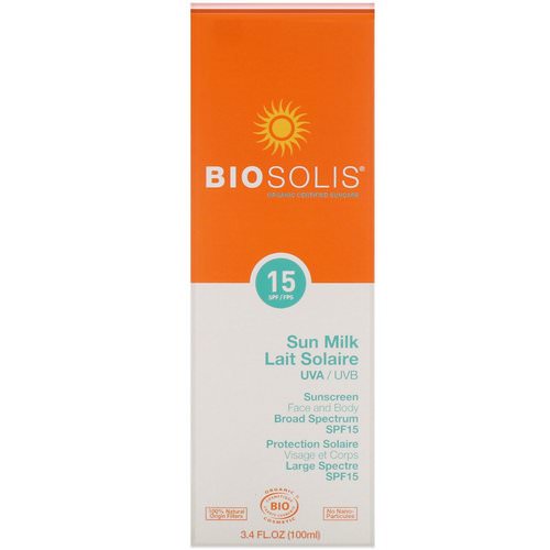 Biosolis, Sun Milk, Sunscreen, SPF 15, 3.4 fl oz (100 ml) فوائد