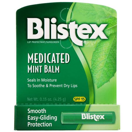 Blistex, Lip Protectant/Sunscreen, SPF 15, Medicated Mint Balm, .15 oz (4.25 g):SPF, Medicated