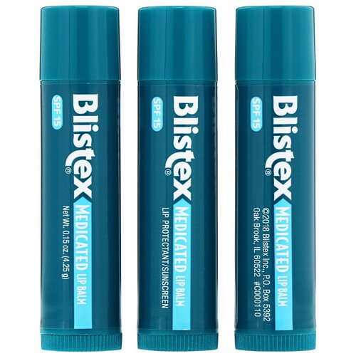 Blistex, Medicated Lip Balm, Lip Protectant/Sunscreen, SPF 15, 3 Balm Value Pack, .15 oz (4.25 g) Each فوائد