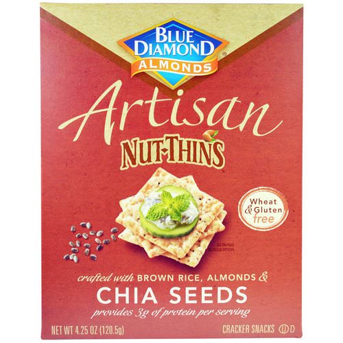 Blue Diamond, Artisan Nut-Thins, Chia Seeds Cracker Snacks, 4.25 oz (120.5 g) فوائد