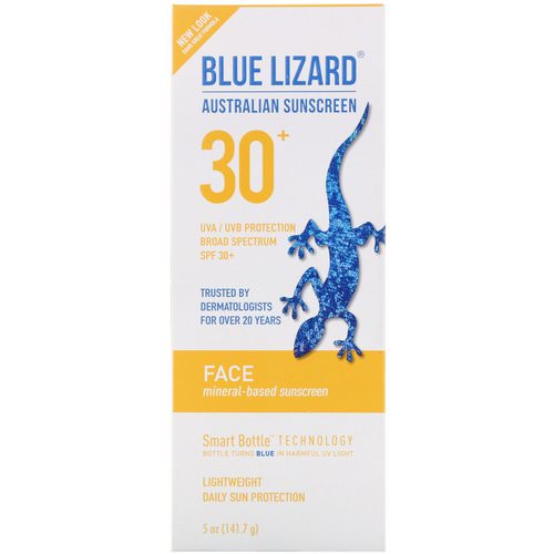 Blue Lizard Australian Sunscreen, Face, Mineral-Based Sunscreen, SPF 30+, 5 oz (141.7 g) فوائد