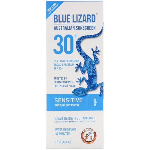Blue Lizard Australian Sunscreen, Sensitive, Mineral Sunscreen, SPF 30+, 5 fl oz (148 ml) فوائد