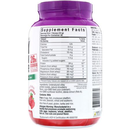 Bluebonnet Nutrition, 100% Natural, Whey Protein Isolate, Natural Strawberry, 2 lb (924 g):بر,تين مصل اللبن, التغذية الرياضية