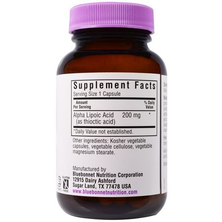 Bluebonnet Nutrition, Alpha Lipoic Acid, 200 mg, 60 Vcaps:حمض ألفا ليب,يك, مضادات الأكسدة