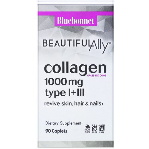 Bluebonnet Nutrition, Beautiful Ally, Collagen Type I+III, 1,000 mg, 90 Caplets فوائد