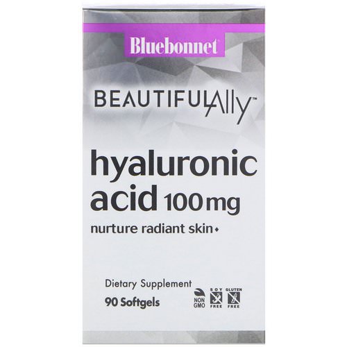 Bluebonnet Nutrition, Beautiful Ally, Hyaluronic Acid, 100 mg, 90 Softgels فوائد