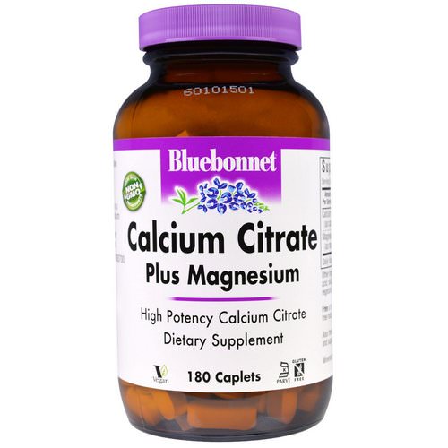 Bluebonnet Nutrition, Calcium Citrate, Plus Magnesium, 180 Caplets فوائد