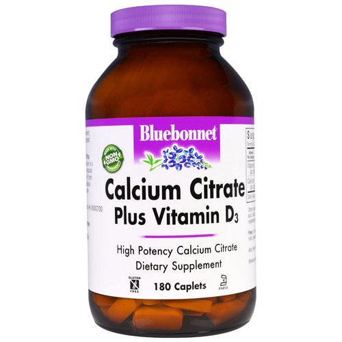 Bluebonnet Nutrition, Calcium Citrate, Plus Vitamin D3, 180 Caplets فوائد