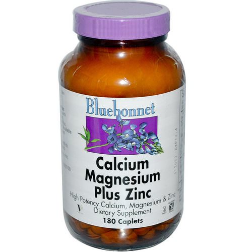 Bluebonnet Nutrition, Calcium Magnesium Plus Zinc, 180 Caplets فوائد