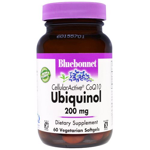 Bluebonnet Nutrition, CellullarActive CoQ10, Ubiquinol, 200 mg, 60 Veggie Softgels فوائد