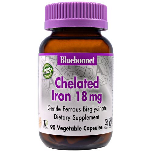 Bluebonnet Nutrition, Chelated Iron, 18 mg, 90 Veggie Caps فوائد