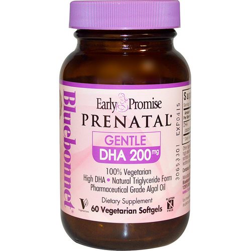 Bluebonnet Nutrition, Early Promise Prenatal, Gentle DHA, 200 mg, 60 Veggie Softgels فوائد