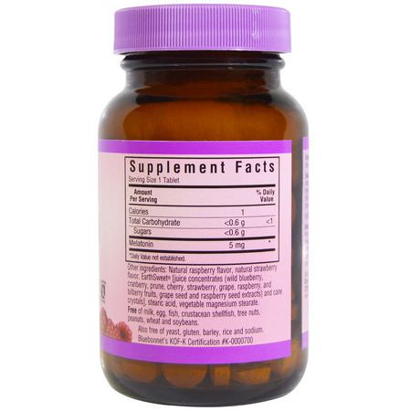 Bluebonnet Nutrition, Earth Sweet Chewables, Melatonin, Natural Raspberry Flavor, 5 mg, 120 Chewable Tablets:الميلات,نين, الن,م