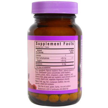 Bluebonnet Nutrition, EarthSweet Chewables, Melatonin, Natural Raspberry Flavor, 3 mg, 120 Chewable Tablets:الميلات,نين, الن,م