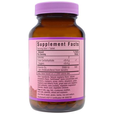 Bluebonnet Nutrition, EarthSweet Chewables, Vitamin D3, Natural Raspberry Flavor, 2,000 IU, 90 Chewable Tablets:D3 Cholecalciferol,فيتامين D