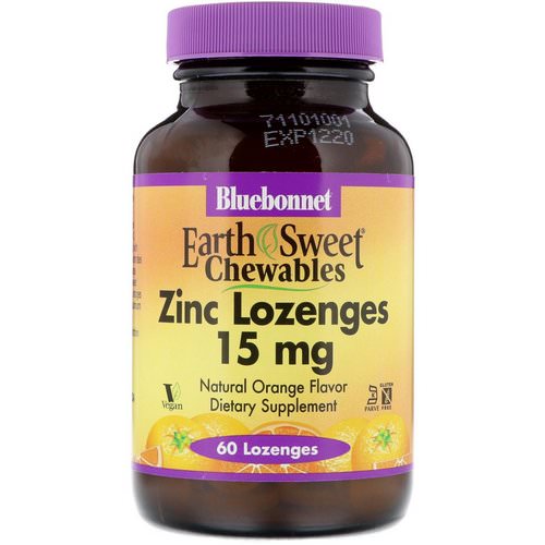 Bluebonnet Nutrition, EarthSweet, Zinc Lozenges, Natural Orange Flavor, 15 mg, 60 Lozenges فوائد