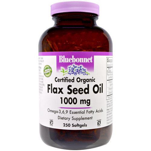 Bluebonnet Nutrition, Flax Seed Oil, Certified Organic, 1000 mg, 250 Softgels فوائد