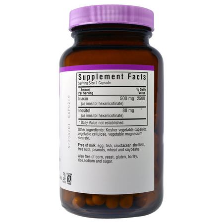 Bluebonnet Nutrition, Flush-Free Niacin, 500 mg, 120 Veggie Caps:B3 Niacin,فيتامين B