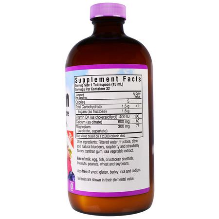 Bluebonnet Nutrition, Liquid Calcium Magnesium Citrate Plus Vitamin D3, Natural Mixed Berry Flavor, 16 fl oz (472 ml):الكالسي,م ,المعادن