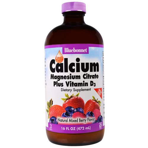 Bluebonnet Nutrition, Liquid Calcium Magnesium Citrate Plus Vitamin D3, Natural Mixed Berry Flavor, 16 fl oz (472 ml) فوائد
