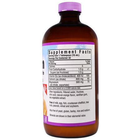 Bluebonnet Nutrition, Liquid Calcium Magnesium Citrate Plus Vitamin D3, Natural Orange Flavor, 16 fl oz (472 ml):الكالسي,م ,المعادن