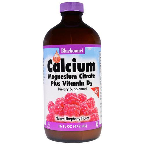 Bluebonnet Nutrition, Liquid Calcium, Magnesium Citrate Plus Vitamin D3, Natural Raspberry Flavor, 16 fl oz (472 ml) فوائد