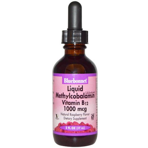 Bluebonnet Nutrition, Liquid Methylcobalamin Vitamin B12, Natural Raspberry Flavor, 1000 mcg, 2 fl oz (59 ml) فوائد