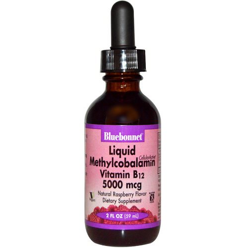 Bluebonnet Nutrition, Liquid Methylcobalamin Vitamin B12, Natural Raspberry Flavor, 5000 mcg, 2 fl oz (59 ml) فوائد