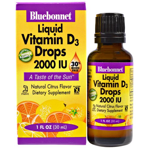 Bluebonnet Nutrition, Liquid Vitamin D3 Drops, Natural Citrus Flavor, 2,000 IU, 1 fl oz (30 ml) فوائد