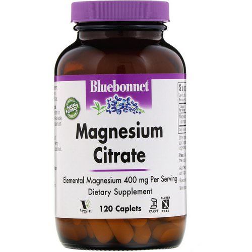 Bluebonnet Nutrition, Magnesium Citrate, 400 mg, 120 Caplets فوائد