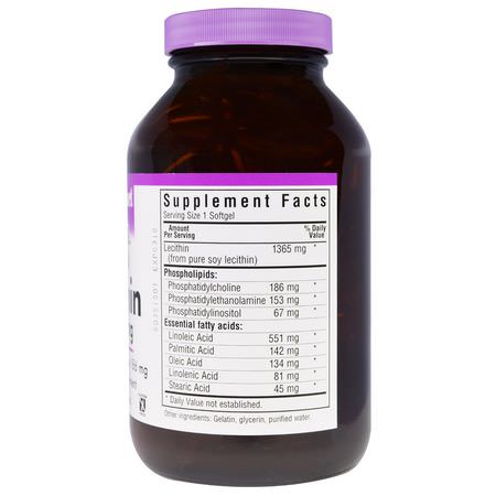 Bluebonnet Nutrition, Natural Lecithin, 1365 mg, 180 Softgels:الليسيثين, المكملات الغذائية