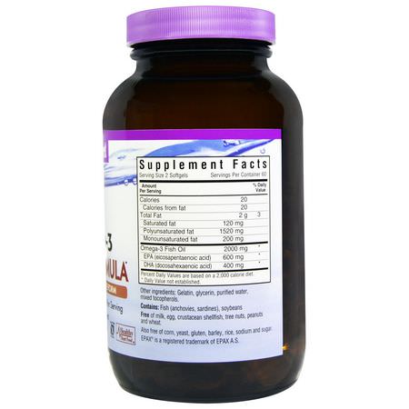 Bluebonnet Nutrition, Natural Omega-3 Heart Formula, 120 Softgels:زيت السمك أوميغا 3, EPA DHA