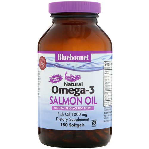 Bluebonnet Nutrition, Natural Omega-3 Salmon Oil, 1,000 mg, 180 Softgels فوائد