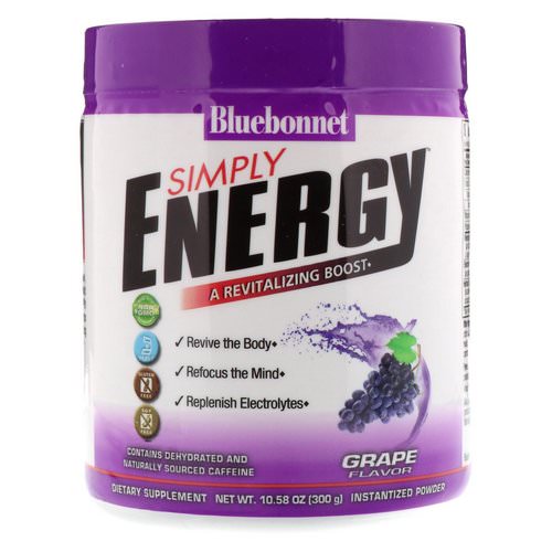 Bluebonnet Nutrition, Simply Energy, Grape Flavor, 10.58 oz (300 g) فوائد