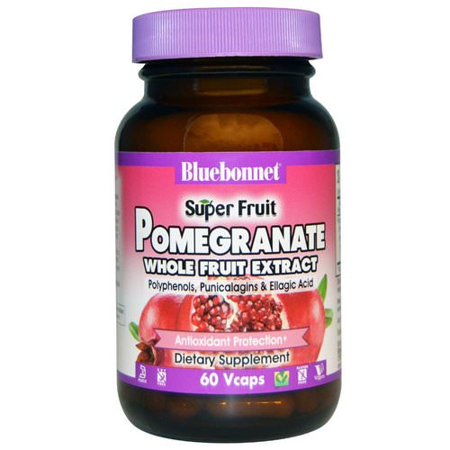 Bluebonnet Nutrition, Super Fruit, Pomegranate Whole Fruit Extract, 60 Vcaps فوائد