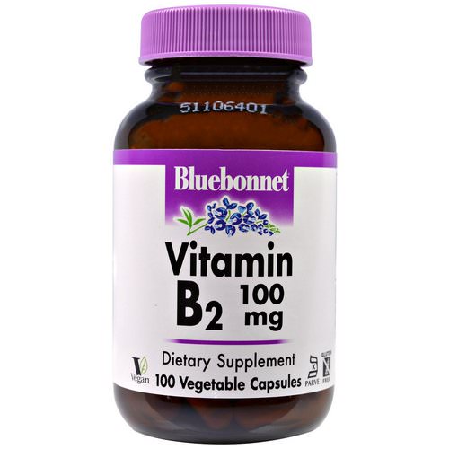 Bluebonnet Nutrition, Vitamin B2, 100 mg, 100 Veggie Caps فوائد