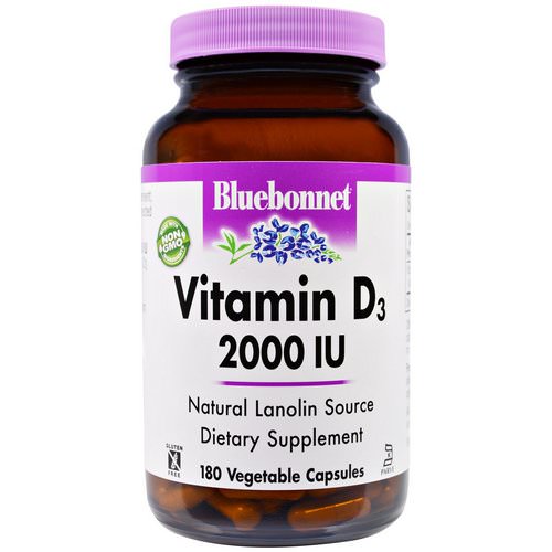 Bluebonnet Nutrition, Vitamin D3, 2000 IU, 180 Veggie Caps فوائد