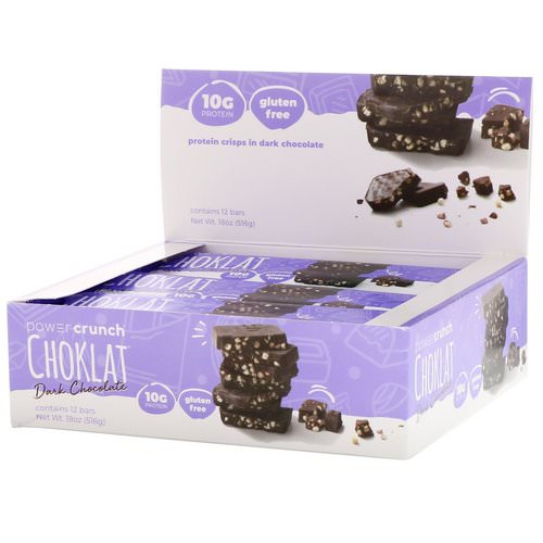 BNRG, Power Crunch Protein Energy Bar, Choklat, Dark Chocolate, 12 Bars, 1.54 oz (43 g) Each فوائد