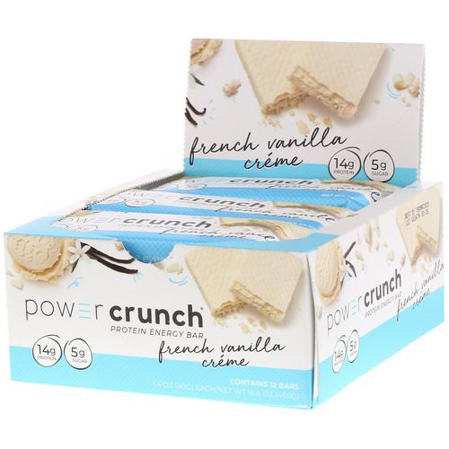 BNRG, Power Crunch Protein Energy Bar, French Vanilla Creme, 12 Bars, 1.4 oz (40 g) Each فوائد
