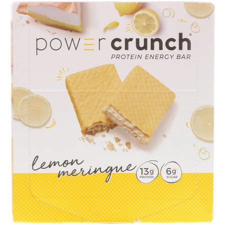 BNRG, Power Crunch Protein Energy Bar, Lemon Meringue, 12 Bars, 1.4 oz (40 g) Each:قضبان الطاقة, قضبان الرياضة
