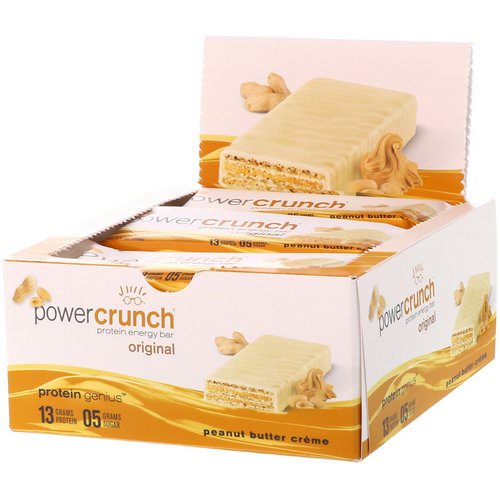 BNRG, Power Crunch Protein Energy Bar, Original, Peanut Butter Creme, 12 Bars, 1.4 oz (40 g) Each فوائد