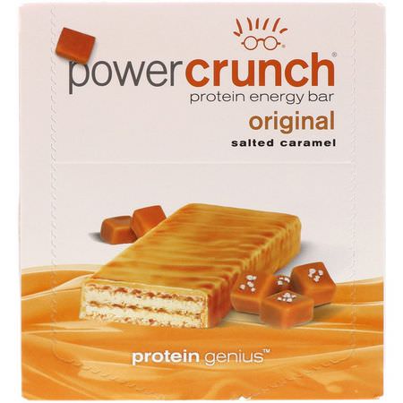 BNRG, Power Crunch Protein Energy Bar, Original, Salted Caramel, 12 Bars, 1.4 oz (40 g) Each:قضبان الطاقة, قضبان الرياضة