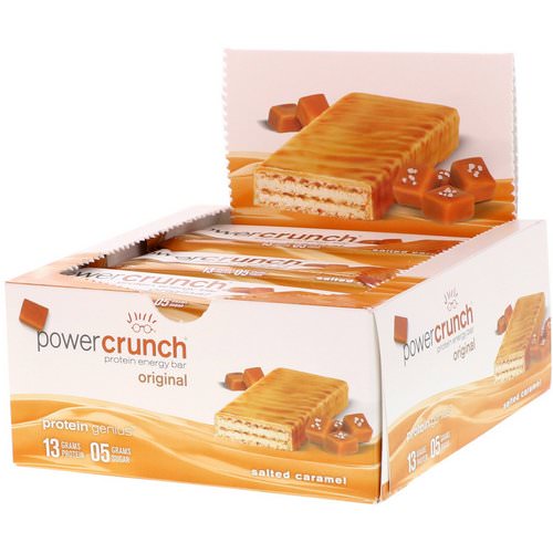 BNRG, Power Crunch Protein Energy Bar, Original, Salted Caramel, 12 Bars, 1.4 oz (40 g) Each فوائد