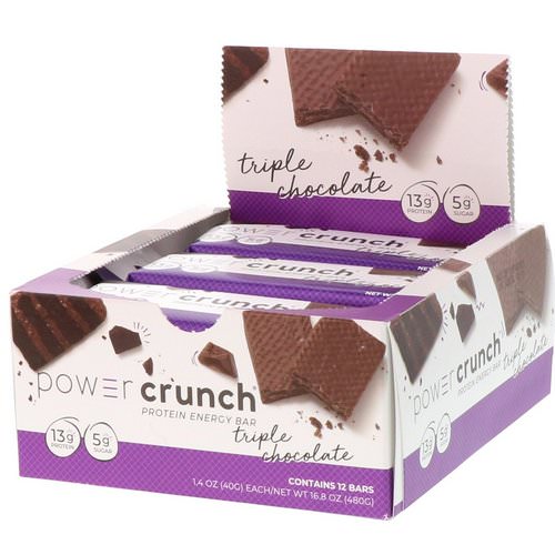 BNRG, Power Crunch Protein Energy Bar, Original, Triple Chocolate, 12 Bars, 1.4 oz (40 g) Each فوائد