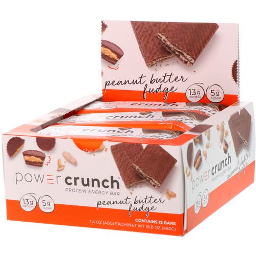 BNRG, Power Crunch Protein Energy Bar, Peanut Butter Fudge, 12 Bars, 1.4 oz (40 g) Each فوائد