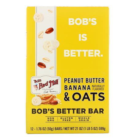 Bob's Red Mill, Bob's Better Bar, Peanut Butter Banana & Oats, 12 Bars, 1.76 oz (50 g) Each:الحانات الغذائية