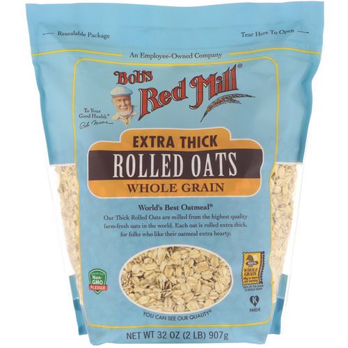 Bob's Red Mill, Extra Thick Rolled Oats, Whole Grain, 32 oz (907 g) فوائد