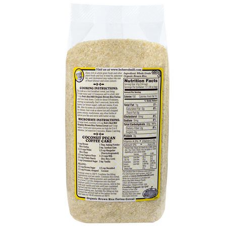 Bob's Red Mill, Organic Brown Rice Farina, Creamy Rice, Hot Cereal, 1.6 lbs (737 g):الحب,ب الساخنة,جبات الإفطار