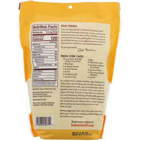 Bob's Red Mill, Organic Corn Flour, Whole Grain, 22 oz (624 g):,جبة, دقيق الذرة